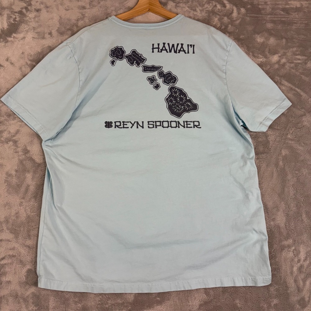 Reyn Spooner Shirt Mens Size 2XL Hawaii Tee Oceanic Blue Beach Hawaiian